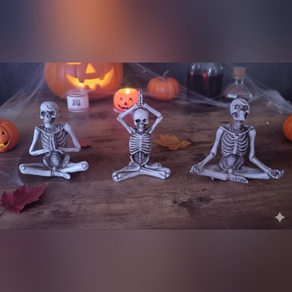 Other - Yoga Halloween Decorative Ceramic Skeleton Poses 3pk